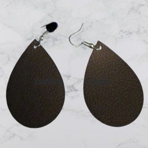 Espresso Faux Leather Earring  ER1691  Handmade NWT Boutique